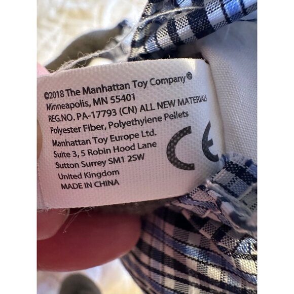 Manhattan Toy Racoon Easter Brunch Plush weighted bottom  tartan  nursery decor - Picture 9 of 12